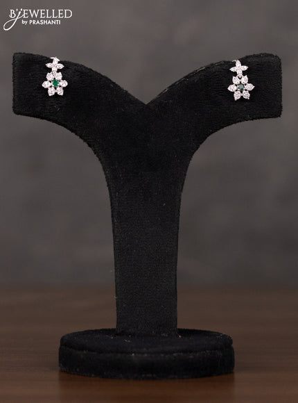 Zircon haaram with floral design white and green stones