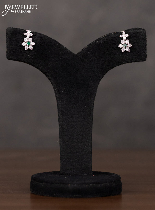 Zircon haaram with floral design white and green stones