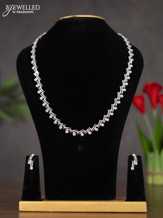Zircon haaram with geometric design in white stones