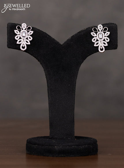Zircon haaram with floral design in white stones