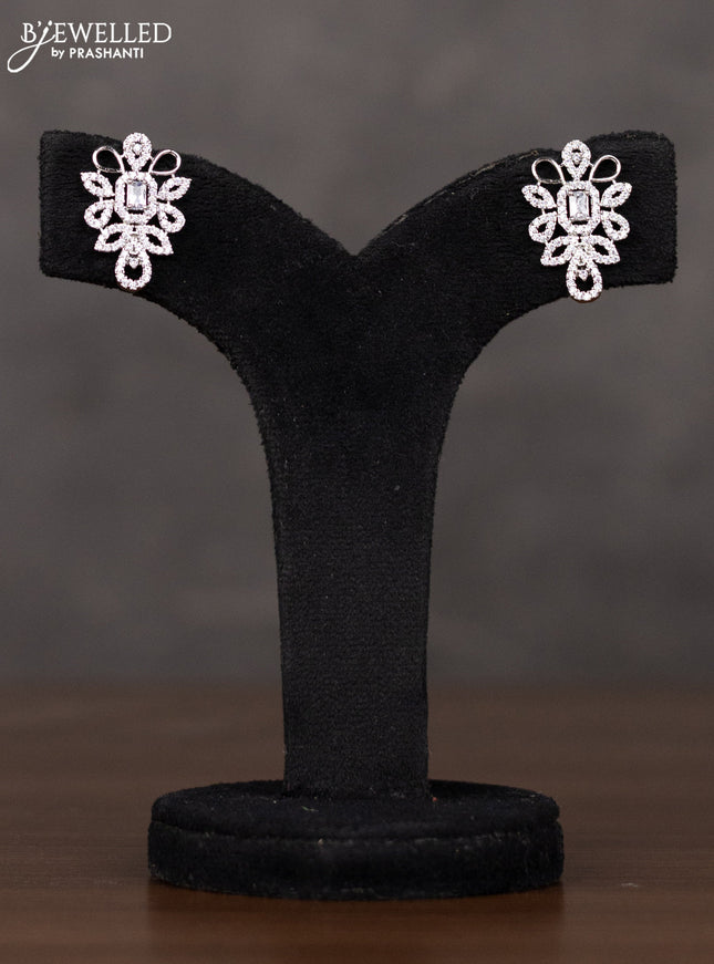 Zircon haaram with floral design in white stones