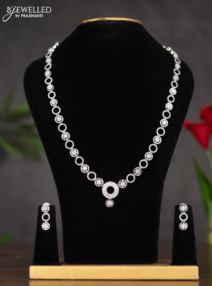 Zircon haaram with circle design in white stones