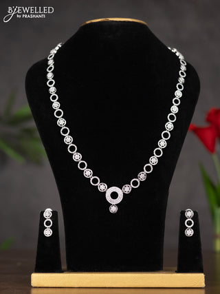 Zircon haaram with circle design in white stones