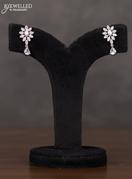 Zircon haaram with floral design in white stones