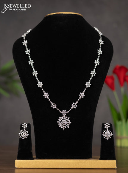 Zircon haaram with circle design in white stones