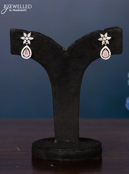 Zircon haaram floral design with pastel pink stones