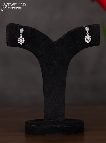 Zircon haaram floral design with pastel pink stones