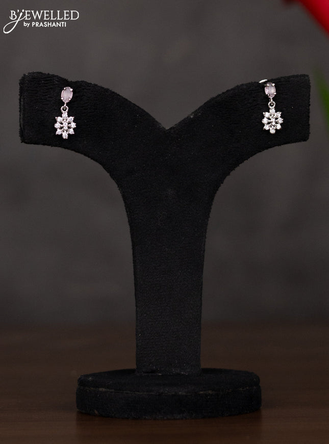 Zircon haaram floral design with pastel pink stones
