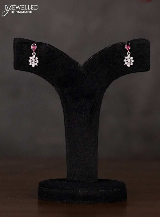 Zircon haaram floral design with red stones