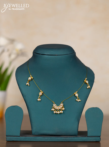 Invisible chain with kundan stones and pearl hangings without earrings