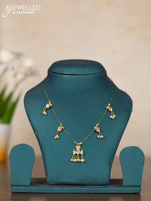 Invisible chain with kundan stones and pearl hangings without earrings