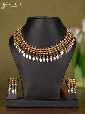 Antique necklace with pink kemp stones and hangings