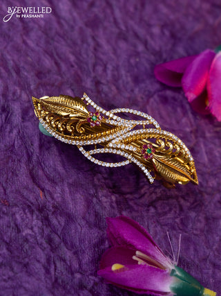 Antique medium size hair clip with kemp and cz stones