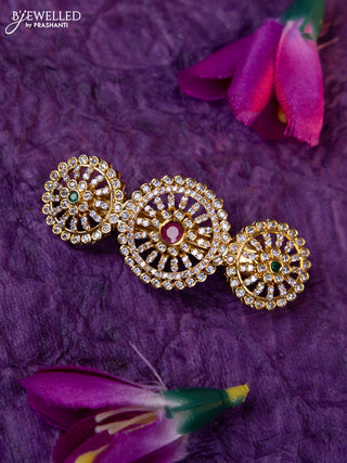 Antique medium size hair clip with kemp and cz stones