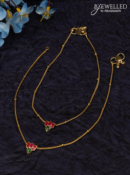 Antique anklet with minakari lotus design