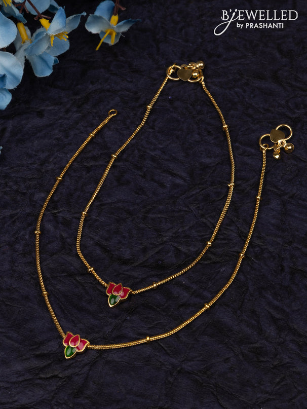 Antique anklet with minakari lotus design