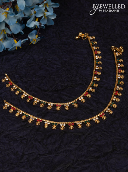 Antique anklet with kemp and kundan stones
