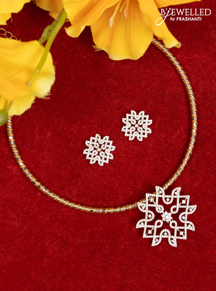 Ring type choker with rangoli pendant and cz stones
