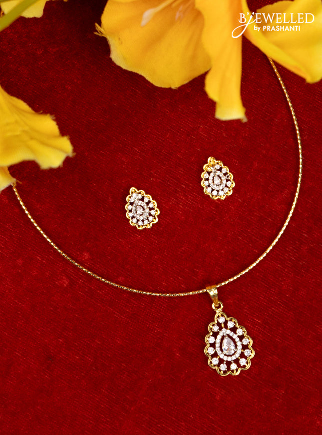 Ring type choker with cz stones pendant