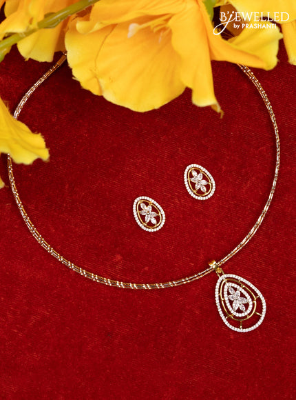 Ring type choker with cz stones pendant
