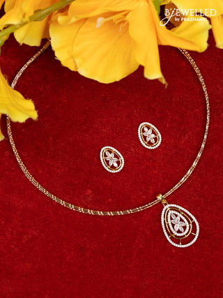 Ring type choker with cz stones pendant