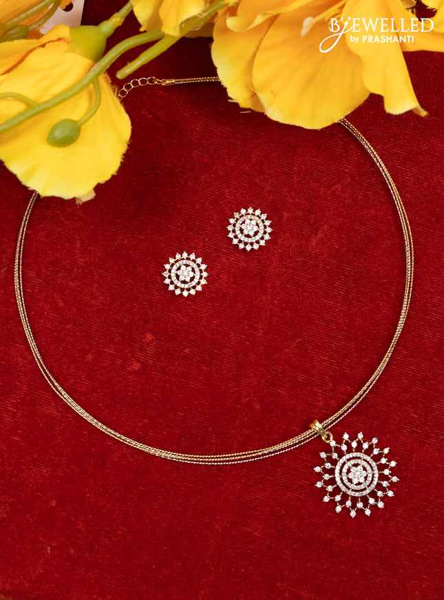 Ring type choker with cz stones pendant