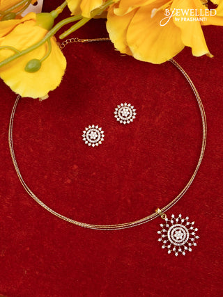 Ring type choker with cz stones pendant