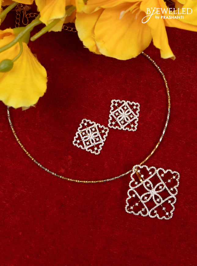 Ring type choker with rangoli pendant and cz stones