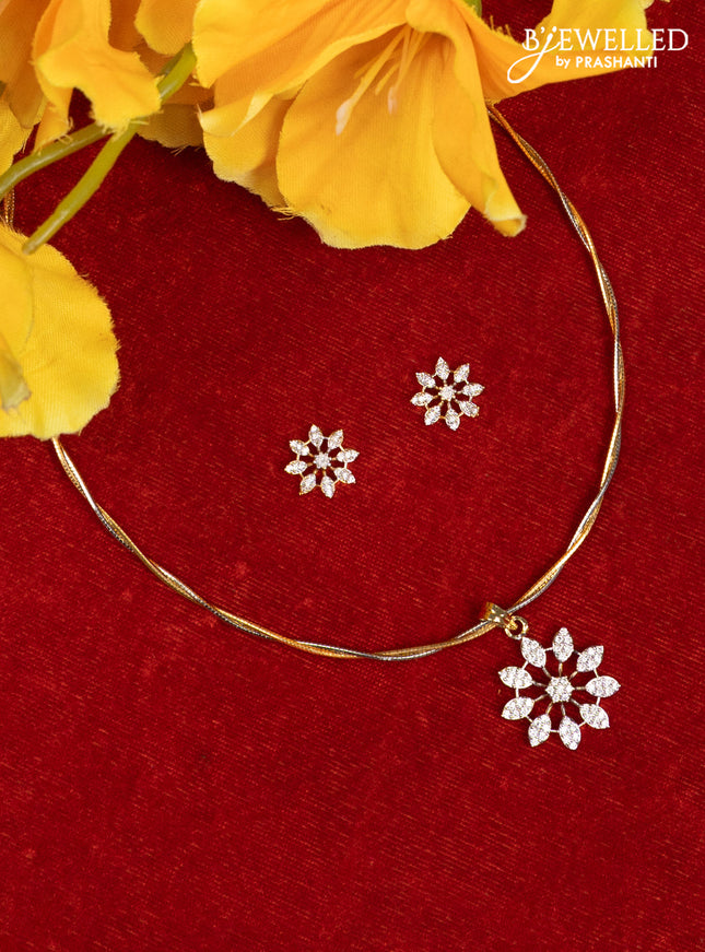 Ring type choker with cz stones pendant