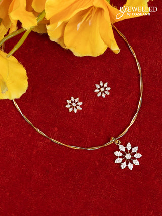 Ring type choker with cz stones pendant