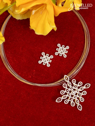 Ring type choker with rangoli pendant and cz stones