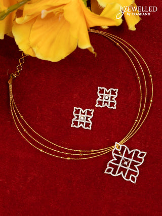 Ring type choker with rangoli pendant and cz stones