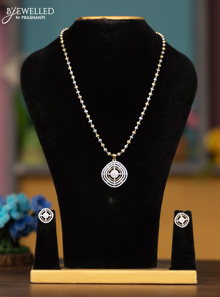Antique chain with cz stones pendant in silver & gold finish