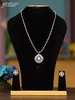 Antique chain with cz stones pendant in silver & gold finish