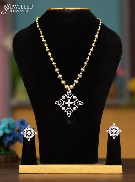 Antique chain with cz stones pendant in silver & gold finish
