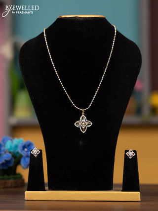 Antique chain with cz stones pendant in silver & gold finish