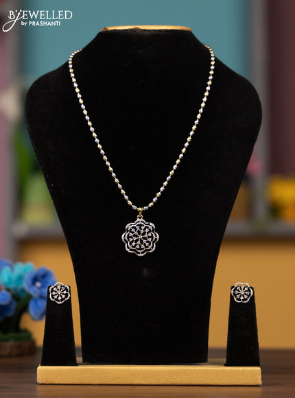 Antique chain with cz stones pendant in silver & gold finish