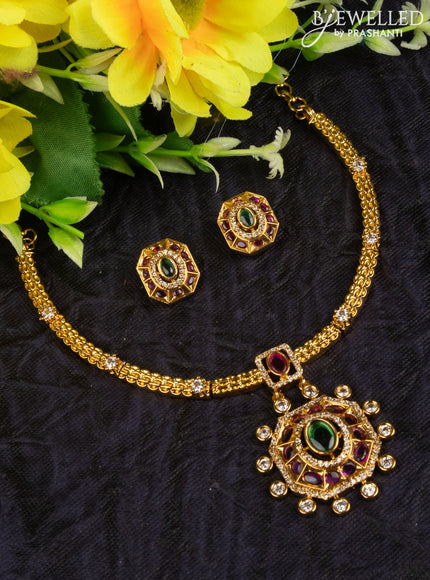 Antique attigai necklace with kemp and cz stones