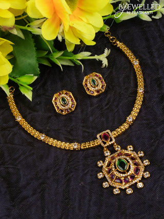 Antique attigai necklace with kemp and cz stones