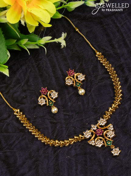 Antique attigai necklace with kemp and cz stones