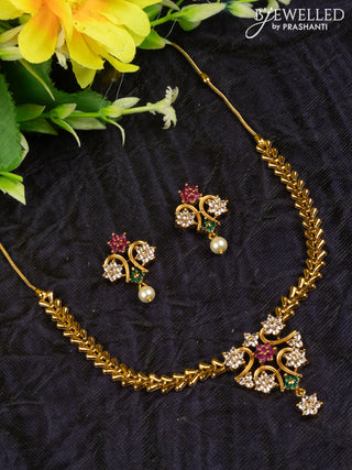 Antique attigai necklace with kemp and cz stones