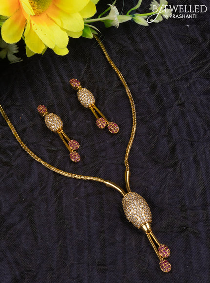 Antique attigai necklace with ruby and cz stones