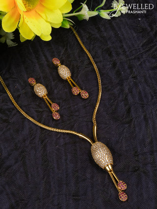 Antique attigai necklace with ruby and cz stones