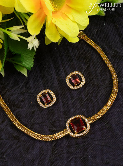Antique attigai necklace with ruby and cz stones pendant