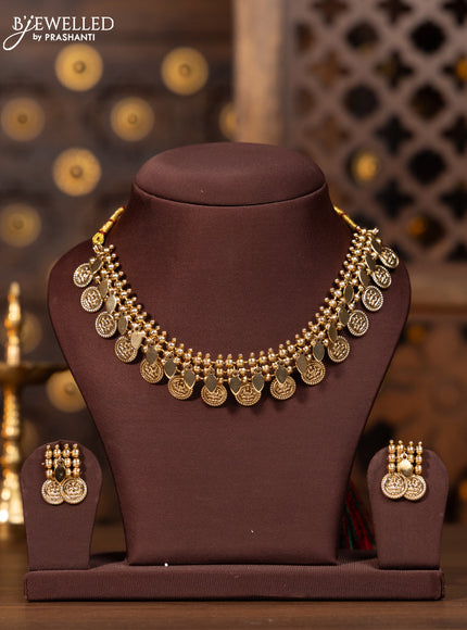 Antique elakka thali necklace with lakshmi coin style hangings