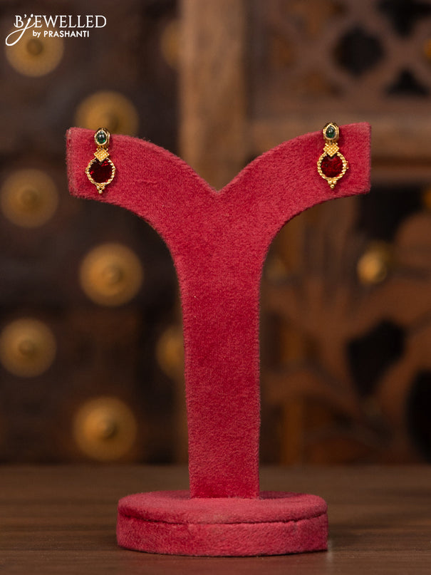 Antique elakka thali necklace with red and green enamel style designs