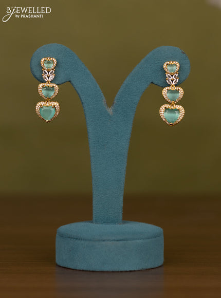 Necklace heart shape design with mint green and cz stones in victorian finish