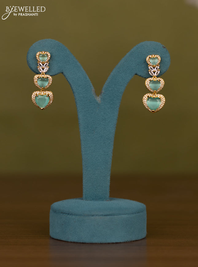Necklace heart shape design with mint green and cz stones in victorian finish