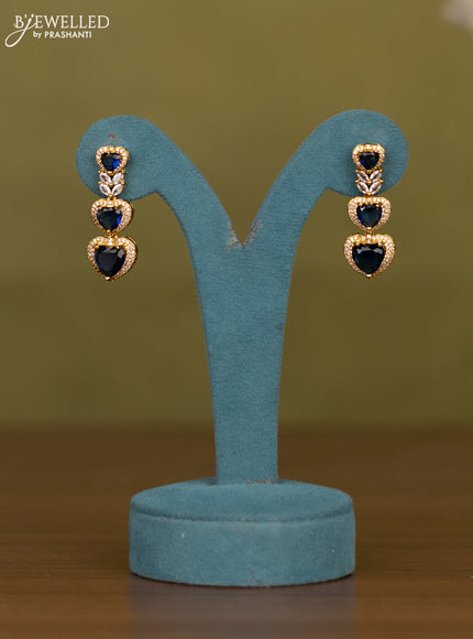 Necklace heart shape design with sapphire and cz stones in victorian finish