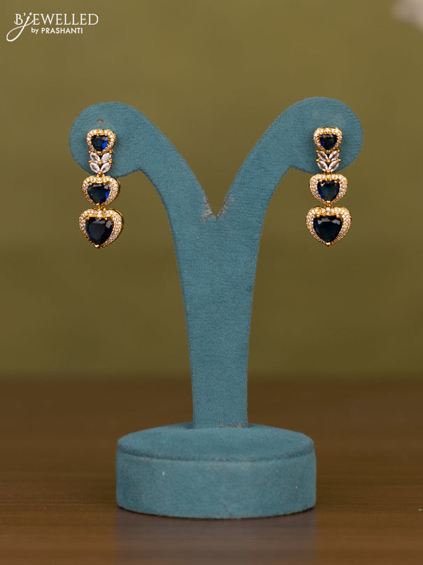 Necklace heart shape design with sapphire and cz stones in victorian finish